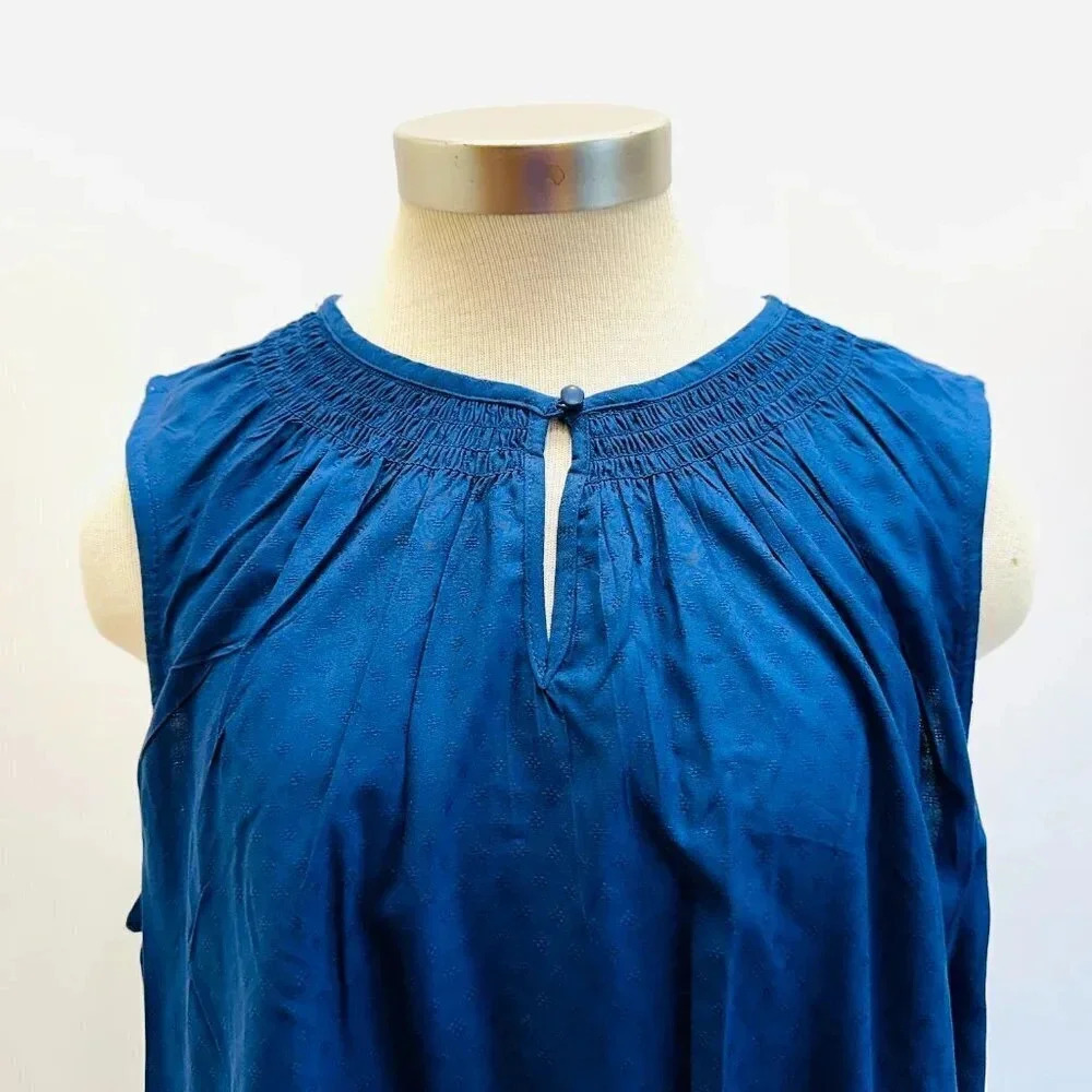 NWT CROFT&BARROW Women Sleeveless Pullover Keyhole Neckline Blue Shirt Size PXXL - Picture 2 of 13